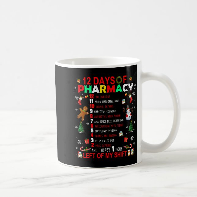 12 Days Of Pharmacy Funny Christmas Pharmacist Tec Kaffeetasse (Rechts)