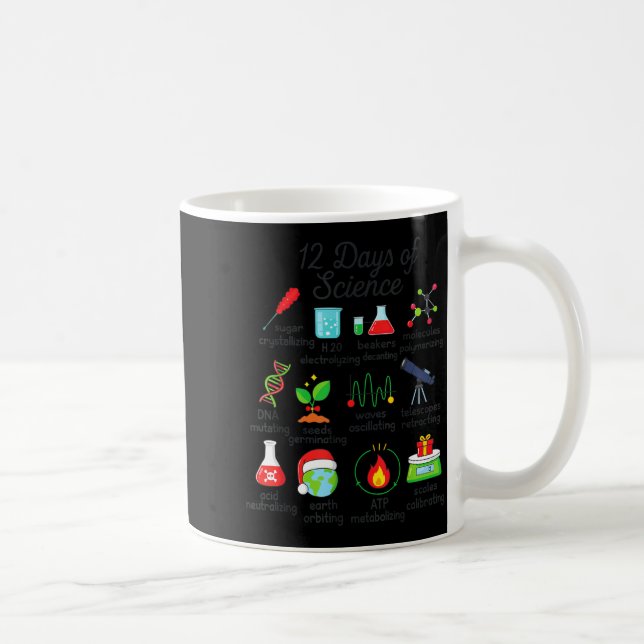 12 Days Of Science Funny Science Teacher Christmas Kaffeetasse (Rechts)