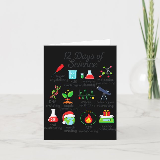 12 Days Of Science Funny Science Teacher Christmas Karte (Vorderseite)