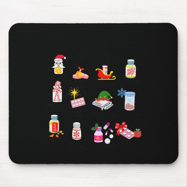 12 Drogen der Weihnachtskrankenschwester Apotheken Mousepad (Vorne)