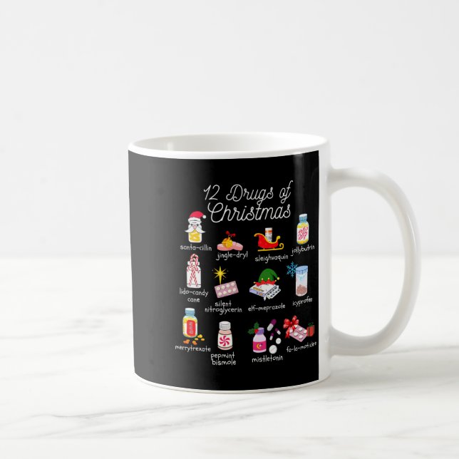 12 Drugs Of Christmas Pharmacist Technician Pharma Kaffeetasse (Rechts)