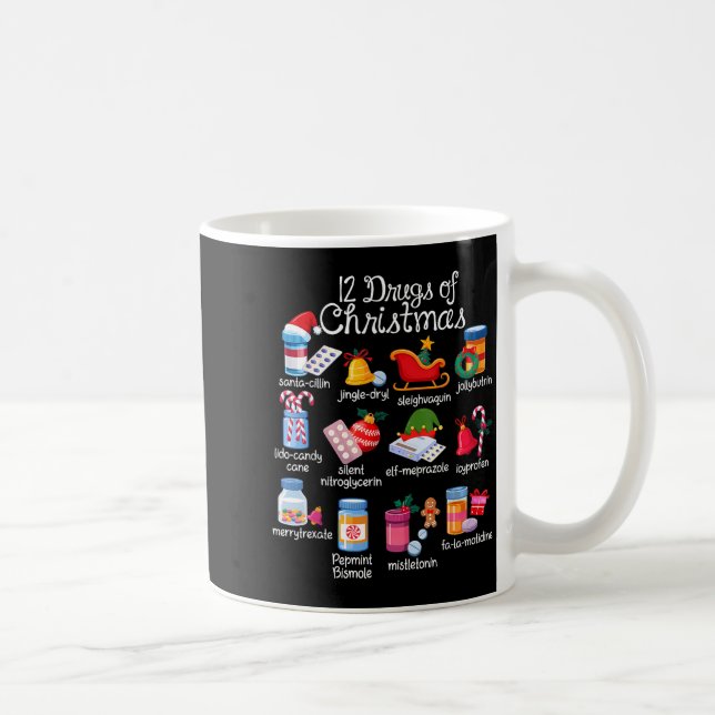 12 Drugs Of Christmas Pharmacist Technician Pharma Kaffeetasse (Rechts)