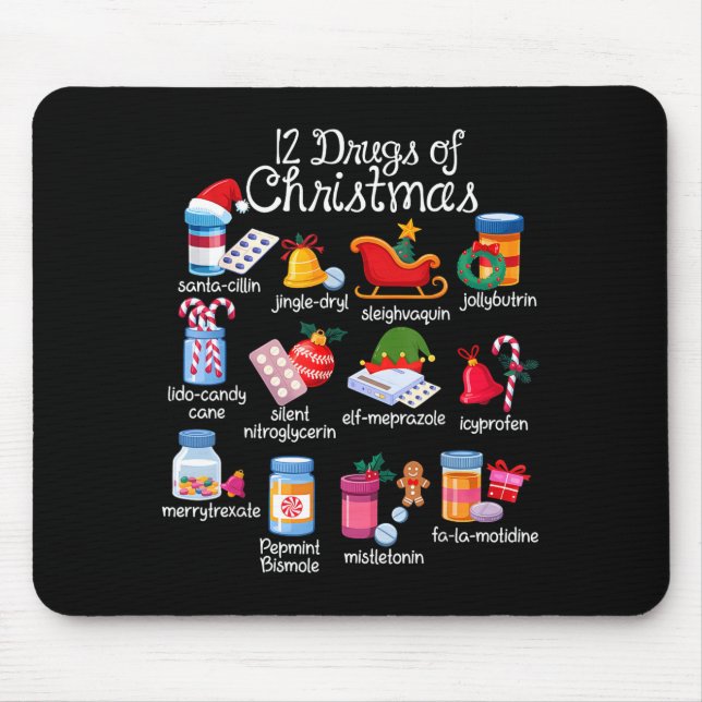 12 Drugs Of Christmas Pharmacist Technician Pharma Mousepad (Vorne)
