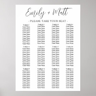 12 einfache, moderne Hochzeitssitzkarte Poster