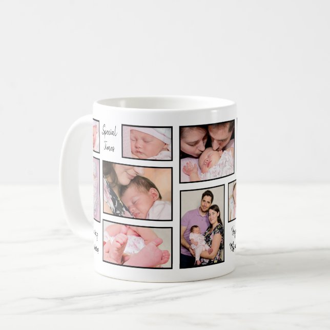 12 Erinnerungen für Fotokollage Inspirierend Zitat Kaffeetasse (Vorderseite Links)
