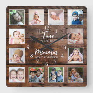 12 Erinnerungen zur Zeit der Fotosammlungen geben  Quadratische Wanduhr