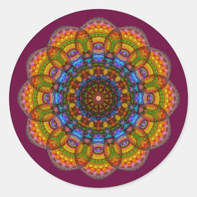 12 Eyes Mandala Runder Aufkleber (Vorderseite)