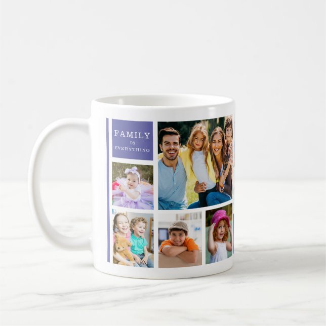 12 Family Photo Collage Quote Monogrammed Purple Kaffeetasse (Links)