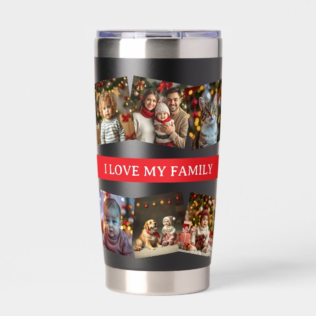 12 Family Photo Template | Love My Family Thermobecher (Vorderseite)