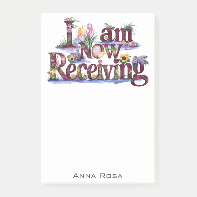 *~* 12 Floral Ich erhalte JETZT AP85 Manifesting Post-it Klebezettel (Vorderseite)