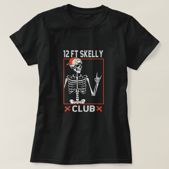 12 Foot Skelly Club Halloween Skeleton Costume App T-Shirt (Design vorne)