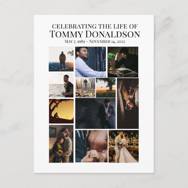 12 Foto Collage Beerdigung Postkarte (Vorderseite)