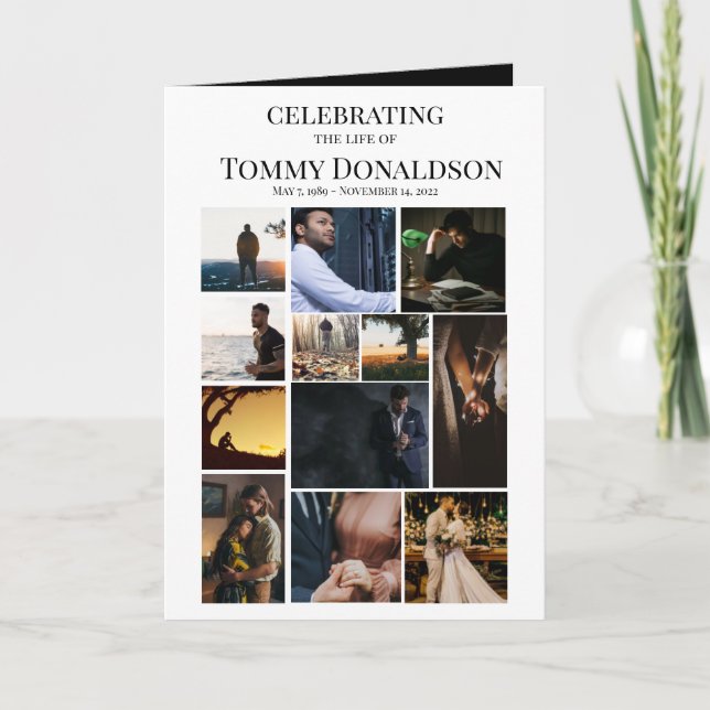 12 Foto Collage Beerdigungskarte Karte (Vorderseite)