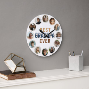 12 Foto-Collage Bester Opa Aller Zeiten Große Wanduhr