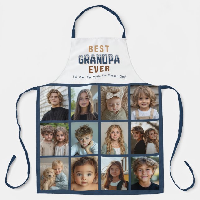 12 Foto-Collage Bester Opa Ever Schürze (Vorderseite)