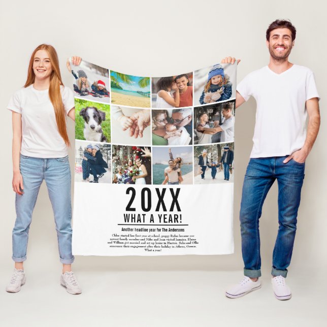 12 Foto Collage Family Year in Review Modern Fleecedecke (Beispiel)
