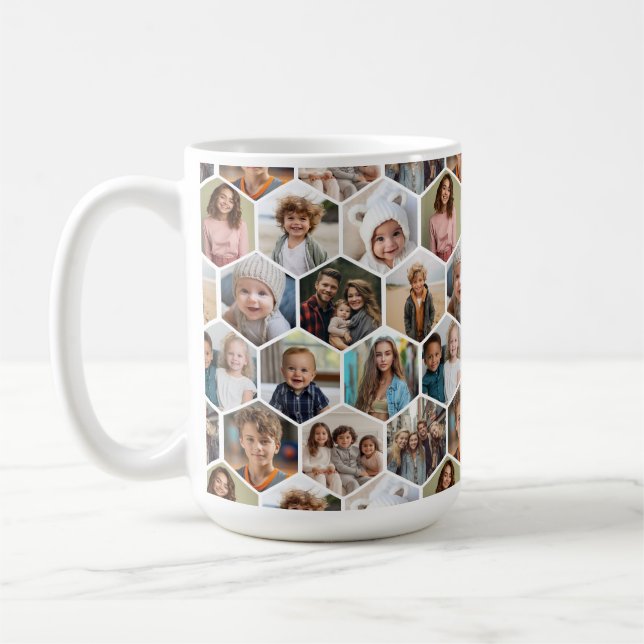 12 Foto-Collage - funky hexagonales Muster Kaffeetasse (Links)