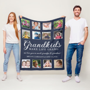 12 Foto Collage Grandkids machen Life Grand Blue Fleecedecke