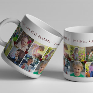 12 Foto Collage LIEBE für BEST GRANDPA burgundy Kaffeetasse