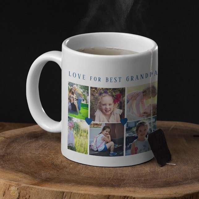 12 Foto Collage LIEBE für BEST GRANDPA Marine blau Kaffeetasse (Von Creator hochgeladen)