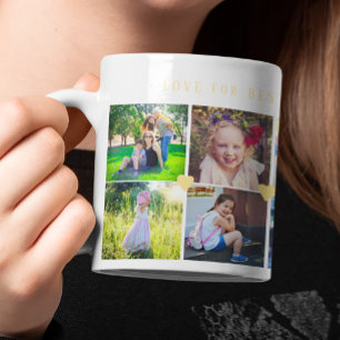 12 Foto Collage LIEBE für BEST MAMA Gelbe Herzen Kaffeetasse