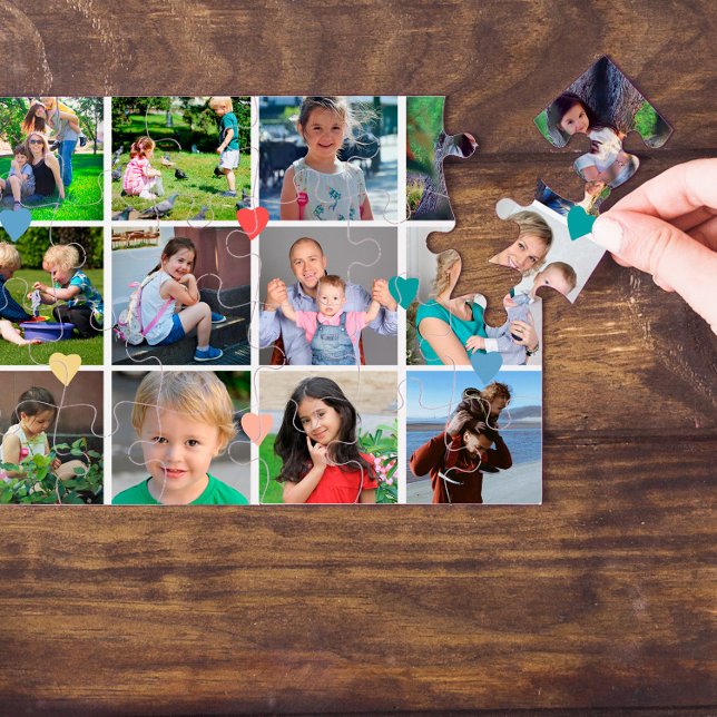 12 Foto Collage LIEBE für BEST MAMA Rotes Skript Puzzle (Von Creator hochgeladen)