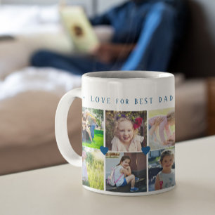 12 Foto Collage LIEBE für BEST VATER Marine Skript Kaffeetasse