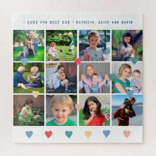 12 Foto-Collage LIEBE für den BESTEN VATER navy Sc Puzzle