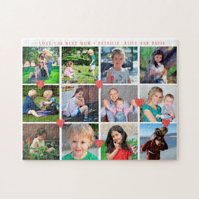 12 Foto Collage LIEBE für Red Scripts der BEST MAM Puzzle (Horizontal)