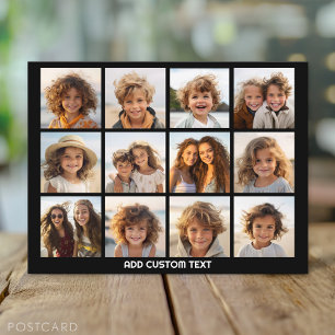 12-Foto-Collage mit schwarzem Hintergrund Postkarte