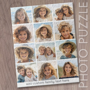 12-Foto-Collage - Moderne Gitter Weiß - Grauer Tex Puzzle