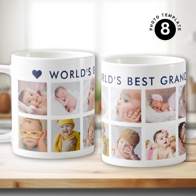 12 Foto Collage Navy Blue World's Best Opa Kaffeetasse (Von Creator hochgeladen)