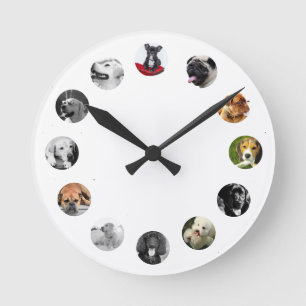 12 FOTO Collage Pet Gedenkfeier des Lebens Runde Wanduhr