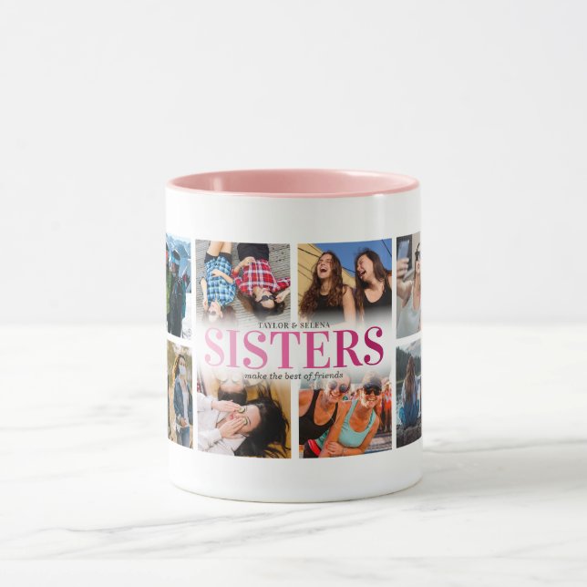12 Foto Collage Pink Sisters Tasse (Zentrum)