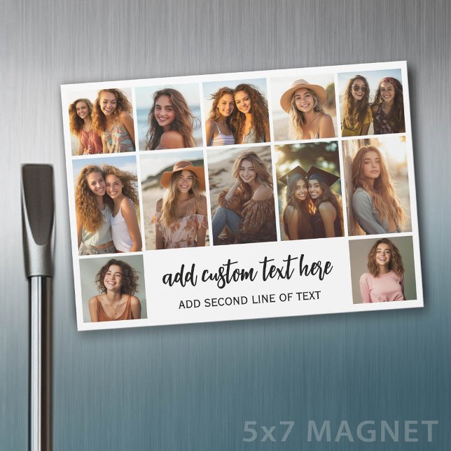 12-Foto-Collage-Raster - 2 Textfelder - Magnet (Photo Magnet - 5x7)
