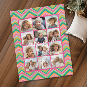12-Foto-Collage - Rosa buntes Chevron-Muster Fleecedecke