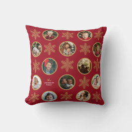 12 Foto Familie Snowflake Red Vintage Weihnachten Kissen