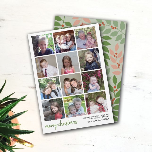 12 Foto Frohe Weihnachten mit Salbei botanischen R (12 Photo collage Christmas Card)