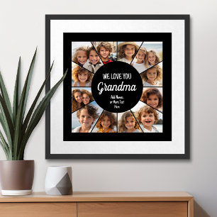 12 Foto Funky Fotocollage - Wir lieben dich Oma Poster