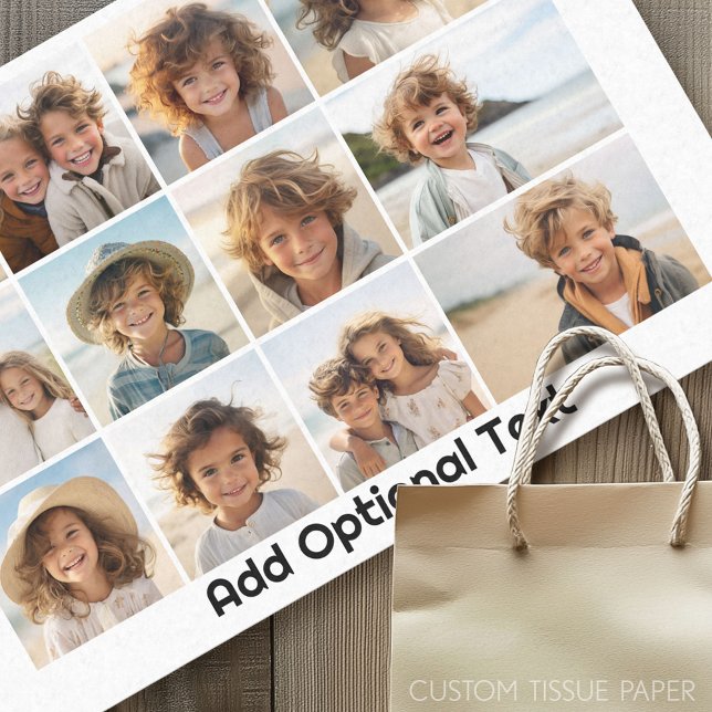 12 Foto Grid Collage - weiß - Mod Type Black Seidenpapier (Custom Photo Tissue Paper)