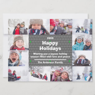 12 Foto Happy Holidays Collage-6x8 Weihnachtskarte Feiertagskarte