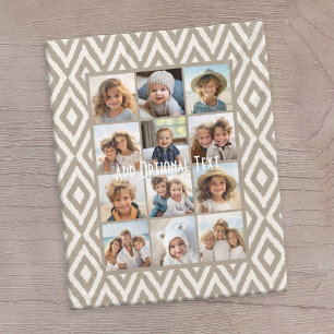 12 Foto Instagram Collage Khaki Ikat Muster Fleecedecke