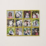 12 Foto Instagram Collage mit Imitate Gold Glitzer Puzzle<br><div class="desc">Fügen Sie Ihre Lieblings-Bilder zu dieser lustigen Vorlage. Sie können Instagram-Foto oder andere Foto für dieses Raster verwenden.</div>