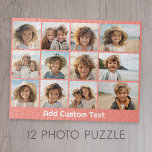 12 Foto Instagram Collage mit Korallenhintergrund Puzzle<br><div class="desc">Fügen Sie Ihre Lieblings-Bilder zu dieser lustigen Vorlage. Sie können Instagram-Foto oder andere Foto für dieses Raster verwenden.</div>