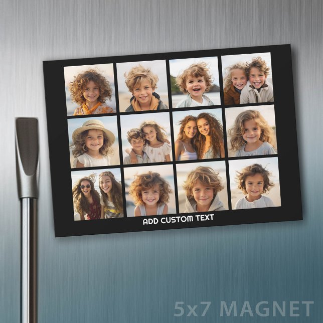12 Foto Instagram Collage mit Schwarz Magnet (Fridge Magnet with a Photo Collage)