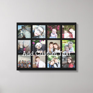 12 Foto Instagram Collage mit schwarzem Hintergrun Leinwanddruck