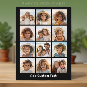 12-Foto-Instagram-Collage mit schwarzem Hintergrun Postkarte