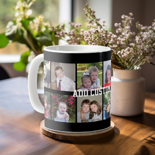 12 Foto Instagram Collage mit schwarzem Hintergrun Tasse