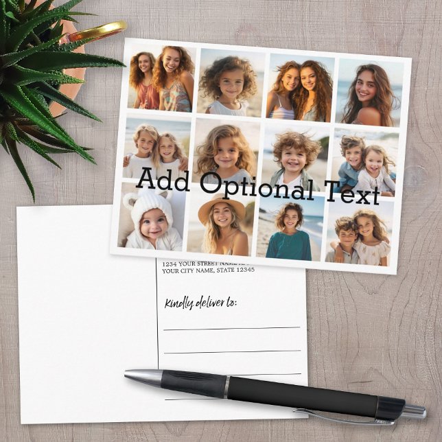 12 Foto Instagram Collage mit weißem Hintergrund Postkarte (Photo Collage Postcard)