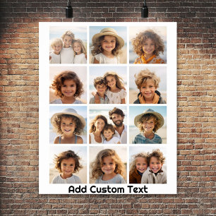 12 Foto Instagram Collage - weiß mit schwarzer Sch Poster